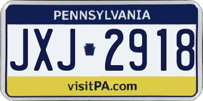 PA license plate JXJ2918
