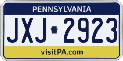 PA license plate JXJ2923