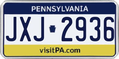 PA license plate JXJ2936