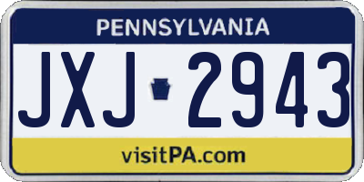 PA license plate JXJ2943