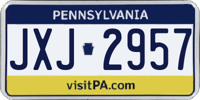 PA license plate JXJ2957