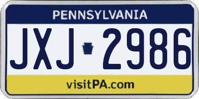 PA license plate JXJ2986