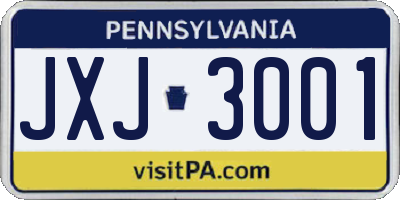 PA license plate JXJ3001