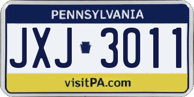 PA license plate JXJ3011