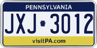 PA license plate JXJ3012