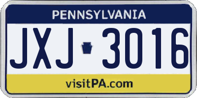 PA license plate JXJ3016
