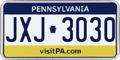 PA license plate JXJ3030