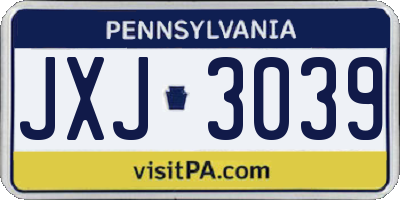 PA license plate JXJ3039