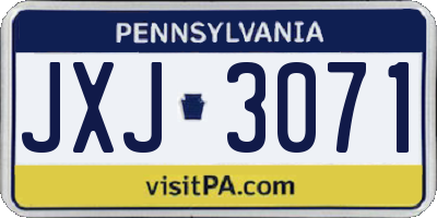 PA license plate JXJ3071