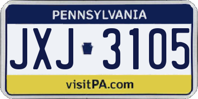 PA license plate JXJ3105