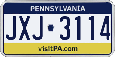 PA license plate JXJ3114