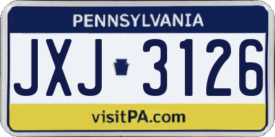 PA license plate JXJ3126