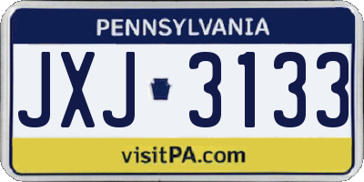 PA license plate JXJ3133