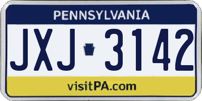 PA license plate JXJ3142