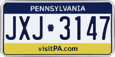 PA license plate JXJ3147