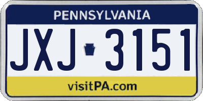 PA license plate JXJ3151