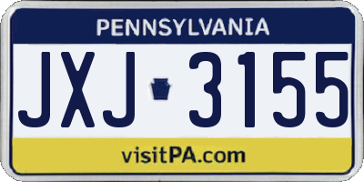 PA license plate JXJ3155