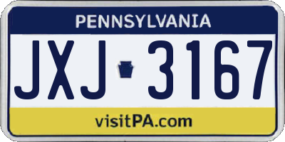 PA license plate JXJ3167
