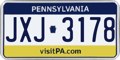PA license plate JXJ3178