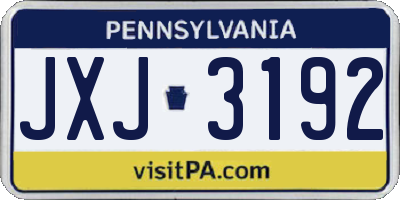 PA license plate JXJ3192