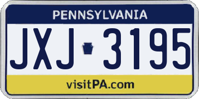 PA license plate JXJ3195