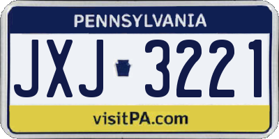 PA license plate JXJ3221