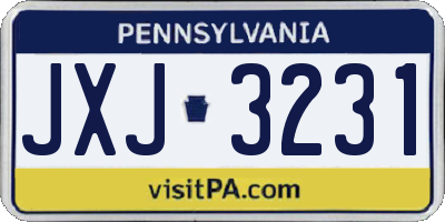 PA license plate JXJ3231