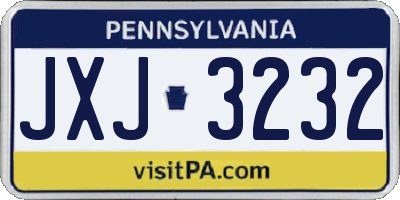 PA license plate JXJ3232