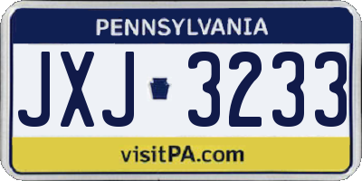 PA license plate JXJ3233