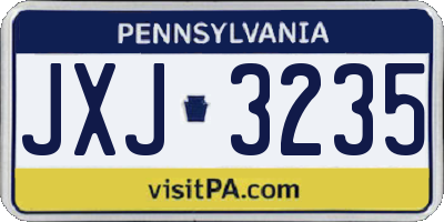 PA license plate JXJ3235
