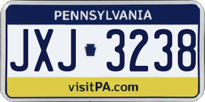PA license plate JXJ3238