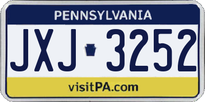 PA license plate JXJ3252