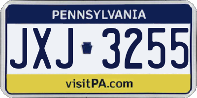 PA license plate JXJ3255