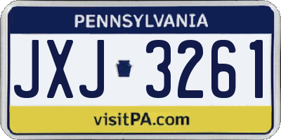 PA license plate JXJ3261