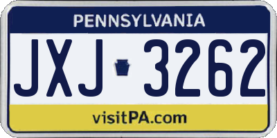 PA license plate JXJ3262