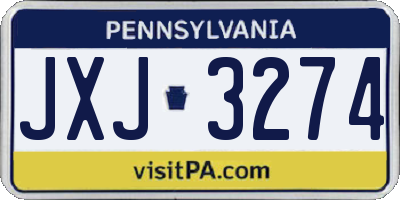 PA license plate JXJ3274