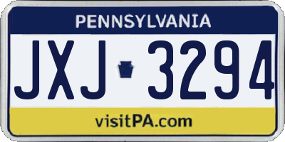 PA license plate JXJ3294