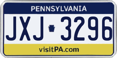 PA license plate JXJ3296
