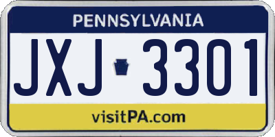 PA license plate JXJ3301
