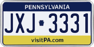 PA license plate JXJ3331