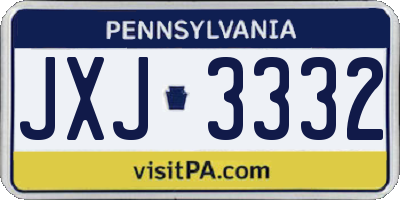 PA license plate JXJ3332