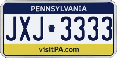 PA license plate JXJ3333