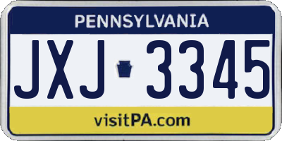 PA license plate JXJ3345