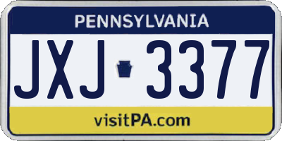 PA license plate JXJ3377