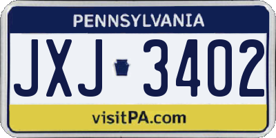 PA license plate JXJ3402