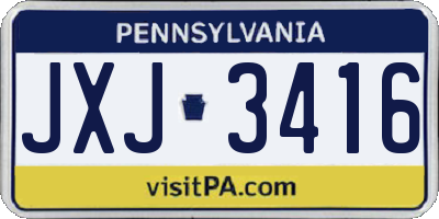 PA license plate JXJ3416