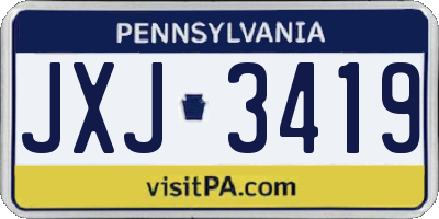 PA license plate JXJ3419