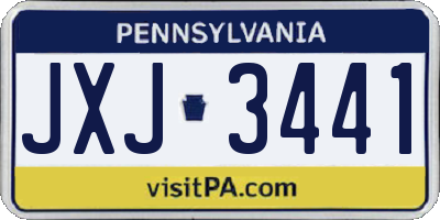PA license plate JXJ3441