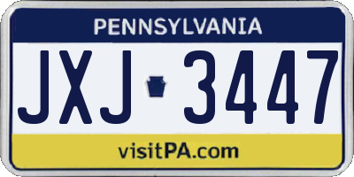 PA license plate JXJ3447