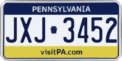 PA license plate JXJ3452